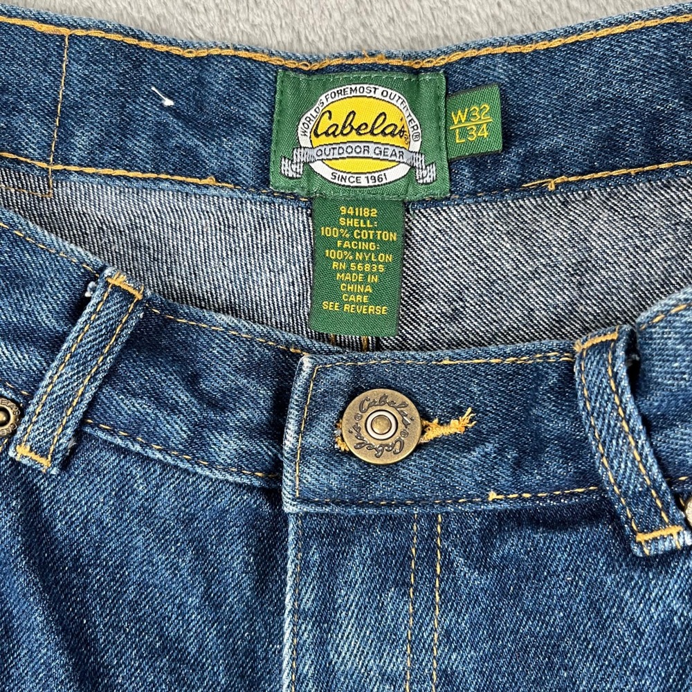 Cabelas Hunting Pants Men 30x34 Blue Jean Upland Brushguard Hunting Denim - Picture 4 of 9